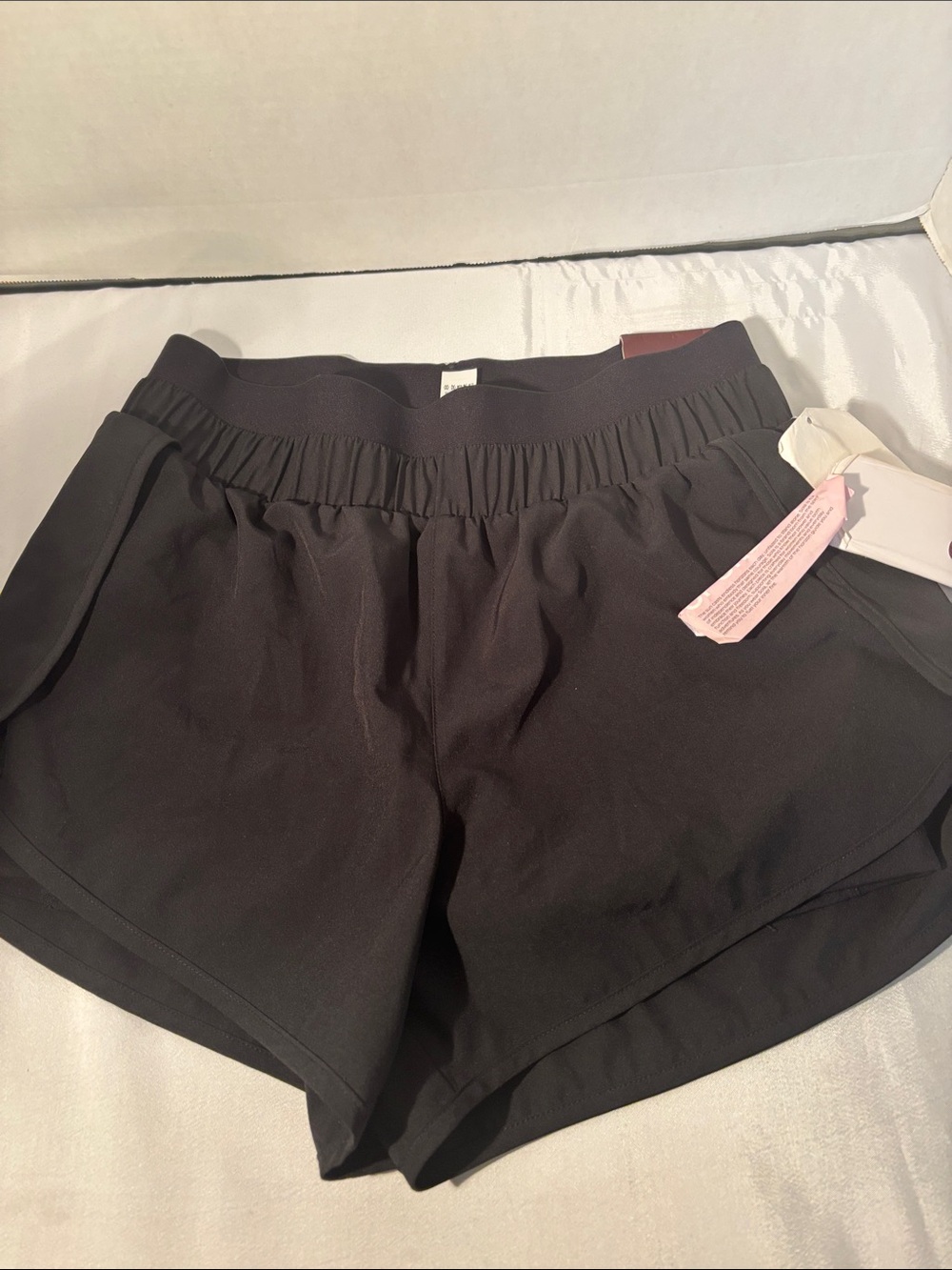 Women's Black Athletic Shorts with Elastic Waistband
